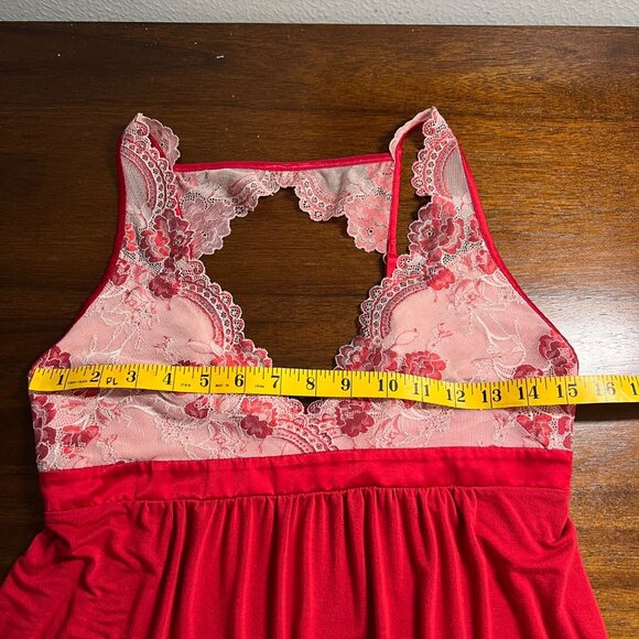 Some Babydoll Chemise Slip Nightgown Red Lacy Sexy Flowy Romantic Medium - Picture 7 of 9